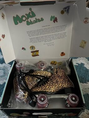Moxi Leopard Print Roller Skates - Women’s Yellow Brown